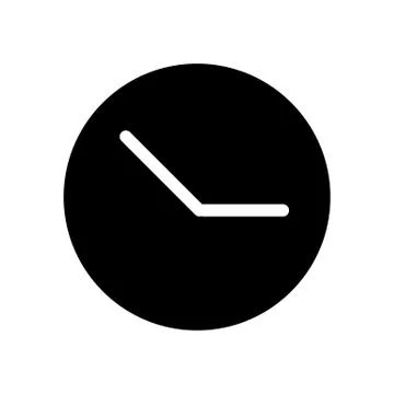 Clock vector icon. Black and white clock illustration. Solid linear time icon. Stock Illustration