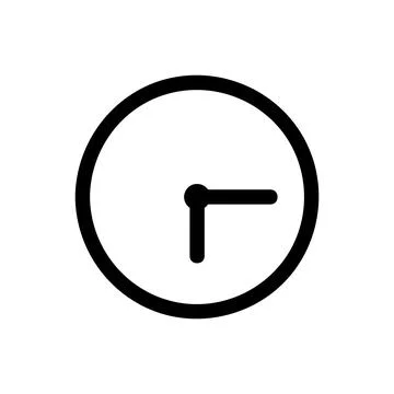 Clock Vector Icon, Outline style, isolated on white Background. Stock Illustration