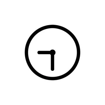 Clock Vector Icon, Outline style, isolated on white Background. Illustrazione stock