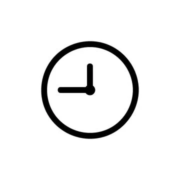 Clock Vector Icon, Outline style, isolated on white Background. Illustrazione stock