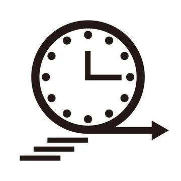 A clock vector icon representing the advance of time. Simple flat design. Stock Illustration
