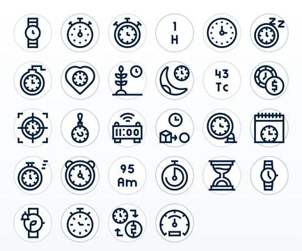 Clock Vector Icon Toolkit featuring 28 Pixel Aligned High Resolution Bold L.. Stock-Illustration