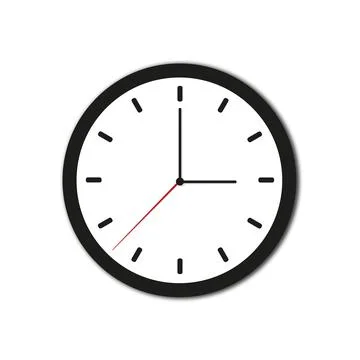 Clock vector icon on white background. Watch, time illustration. Black clock  스톡 일러스트