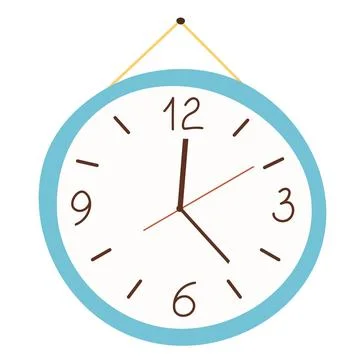 Clock vector illustration in a flat style. The clock hangs on the wall. Icon  Stock Illustration