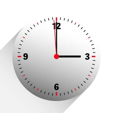 Clock vector illustration showing 3 o'clock on white イラスト素材