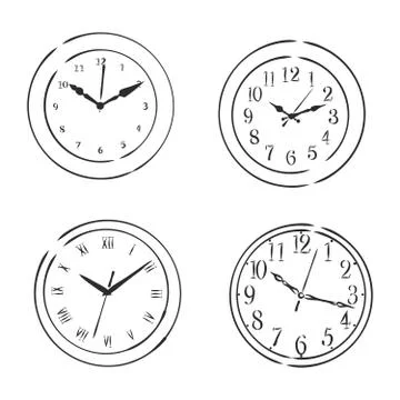 Clock vector sketch illustration. vector sketch illustration - wall clock Stock Illustration