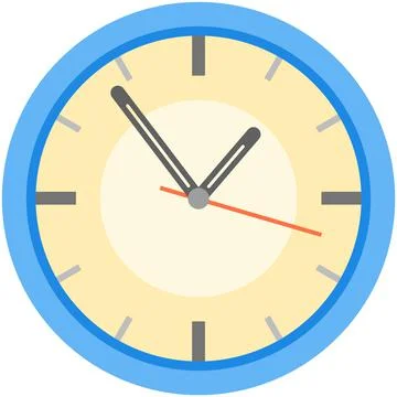 Clock vector, time icon, round wall watch illustration Stock Illustration