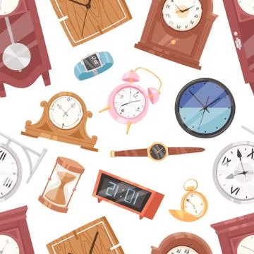 Clock vector watch with clockwork and clockface or wristwatches clocked in time Stock Illustration