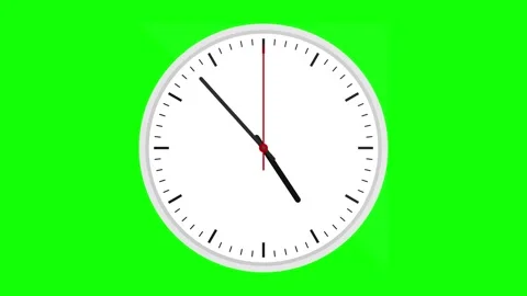 Clock for Video Editing. Analog clock on green screen background Stock Footage 342587243
