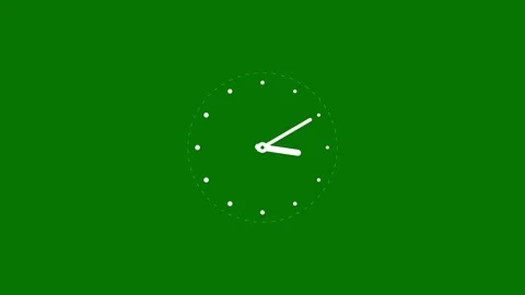 Clock for Video Editing. Minimalist white analog clock on green screen back Stock Footage 342587276