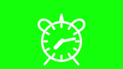Clock for Video Editing. White alarm clock icon on green screen background Stock Footage 342587321
