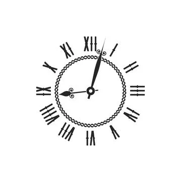 Clock with vintage round dial isolated watch icon Illustrazione stock