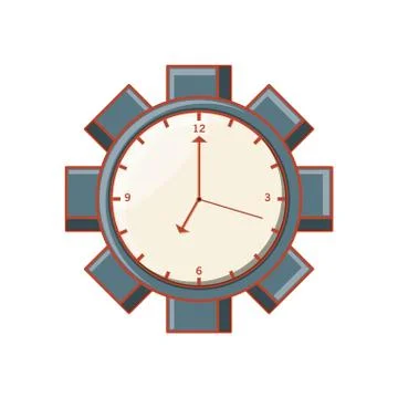 Clock of wall with gear shape isolated icon Stock Illustration