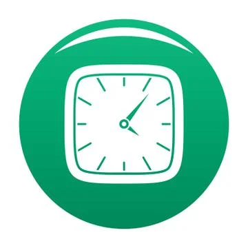 Clock wall icon vector green Stock Illustration