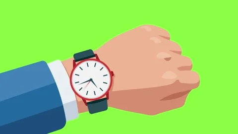 Clock watch hand  12 Hours Fast motion and green background design.4k video Stock Footage 333877843