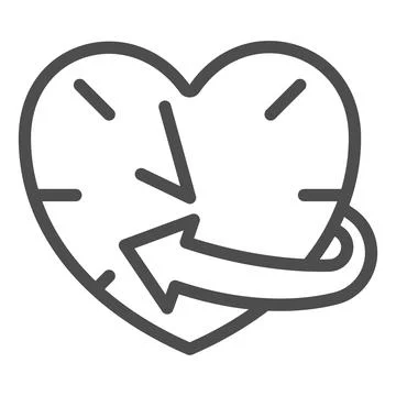 Clock, watch, heart shaped, arrow line icon, dating concept, timepiece vector Stock Illustration