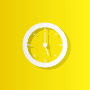 Clock, watch, timepiece, timer, timekeeper white icon with shadow Stock Illustration