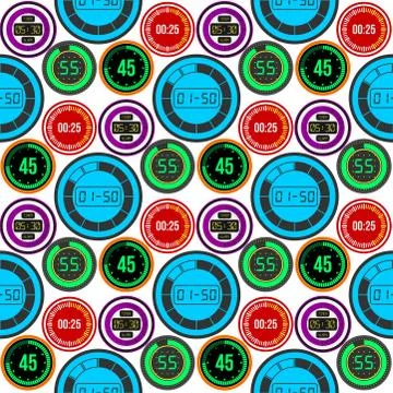 Clock watches vector timer colorful measurement tools number digital information Illustrazione stock