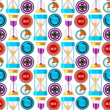 Clock watches vector timer colorful measurement tools number digital information Stock Illustration