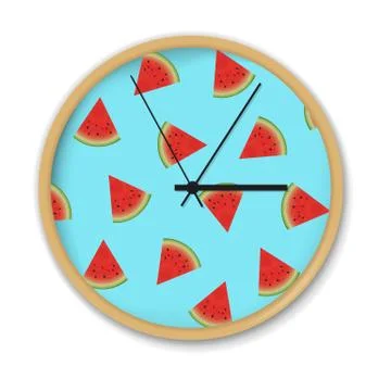 Clock With Watermelon Pattern Stock Illustration
