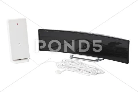 Clock with weather station Stock Photos