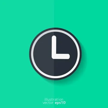Clock web icon button. Time symbol. Flat design. Stock Illustration