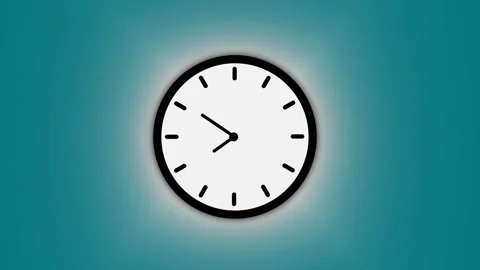 Clock on white, 12 hour clock 4k video Animation. Stock Footage 135996711