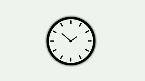 Clock on white, 12 hour clock 4k video Animation. Stock Footage 135996712