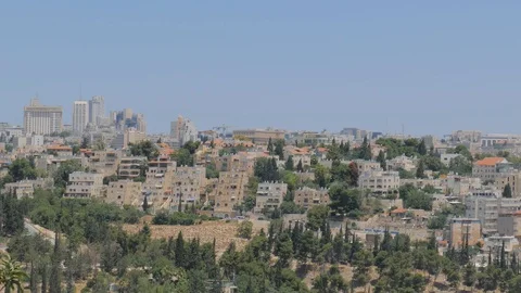 Clock-wise panning of the old city of Jerusalem Stock Footage 96012127
