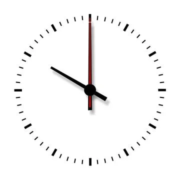 Clock without numbers isolated on white background. Closeup Stock Photos