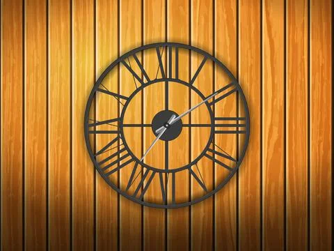 Clock on wood Stock Illustration