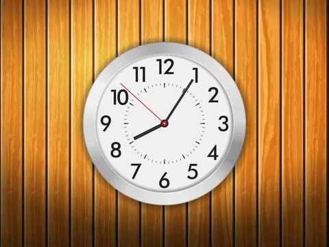 Clock on wood Stock Illustration