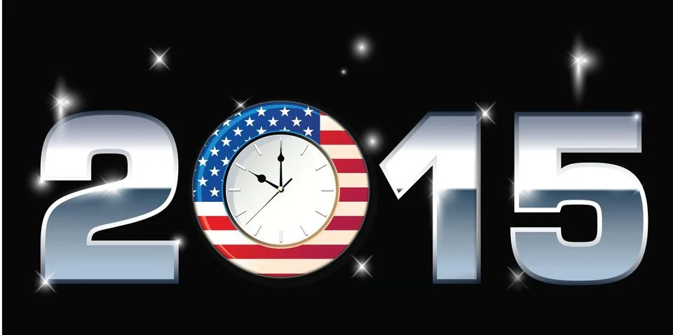 Clock with words 2015 illustration Stock Illustration