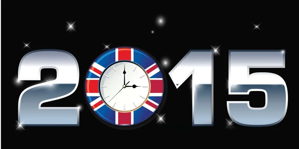 Clock with words 2015 illustration Stock Illustration
