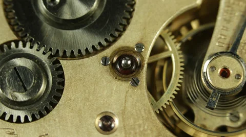 Clock Work Stop Watch Macro Close up Interior Mechanism Business Office Break Stock Footage 35870530