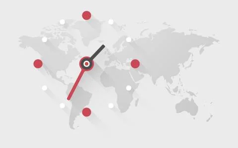 Clock on the world map Stock Illustration