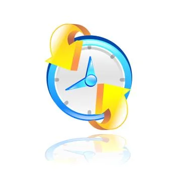Clock with yellow arrow. Vector illustration Stock Illustration