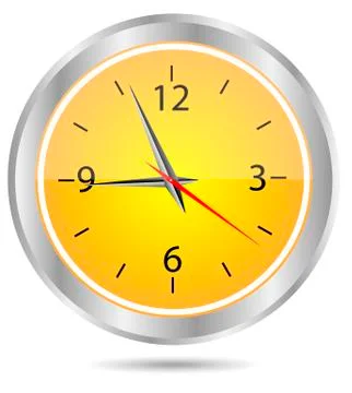 Clock yellow circle icon Stock Illustration