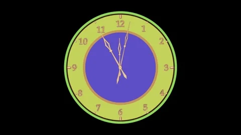 A clock with a yellow dial, gradually accelerating time on a black background Stock Footage 311478603