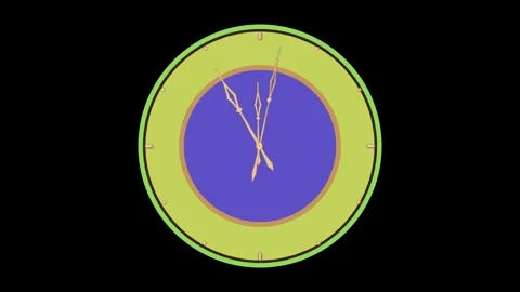 A clock with a yellow dial, gradually accelerating time on a black background Stock Footage 317461138