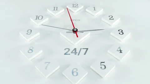 Clock.24 to 7 metal Video stock 318307735