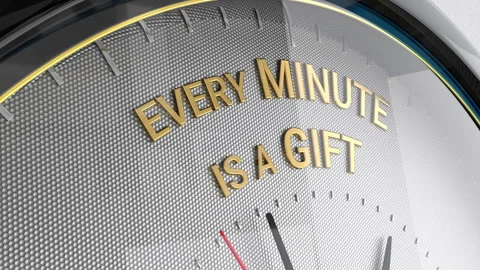 Clock.Every minute is a gift text. Stock Footage 318310528
