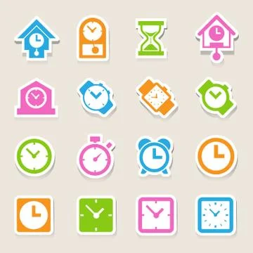 Clocks and time icons set Stock Illustration
