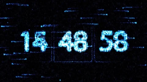 Clocks are set at 06:00 starting a new countdown. The countdown on the computer Video stock 71678074