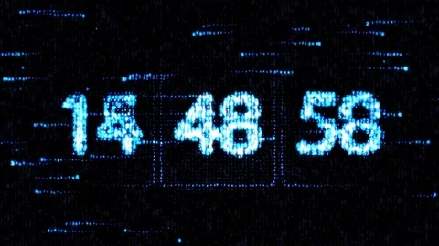 Clocks are set at 08:00 starting a new countdown. The countdown on the computer Video stock 71678397