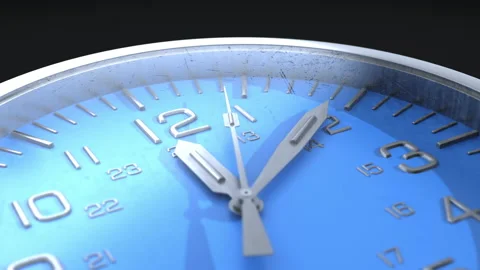 The clock's arrows show the time. The blue watch face. 3D animation Stock Footage 156710033