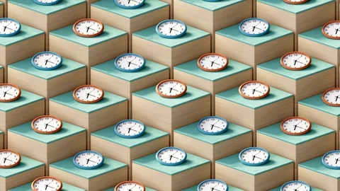 Clocks On Cubes Abstract Background Looped 4K V2 Stock Footage 348519167