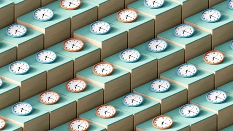 Clocks On Cubes Abstract Background Looped 4K Stock Footage 348519247