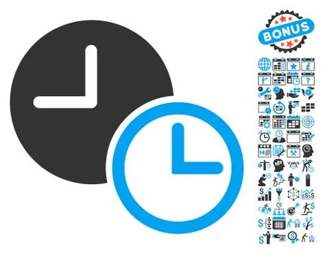Clocks Flat Vector Icon With Bonus イラスト素材