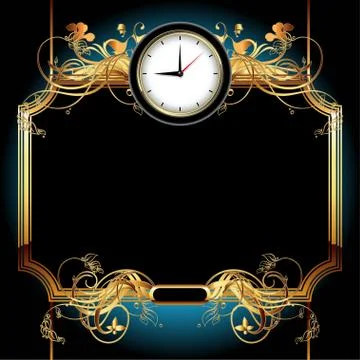 Clocks with floral elements Stock Illustration
